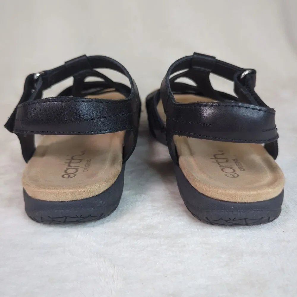 Earth Origins Etsellie Leather Strappy Sandal Womens 7 Black Cushioned Walking - Picture 5 of 10